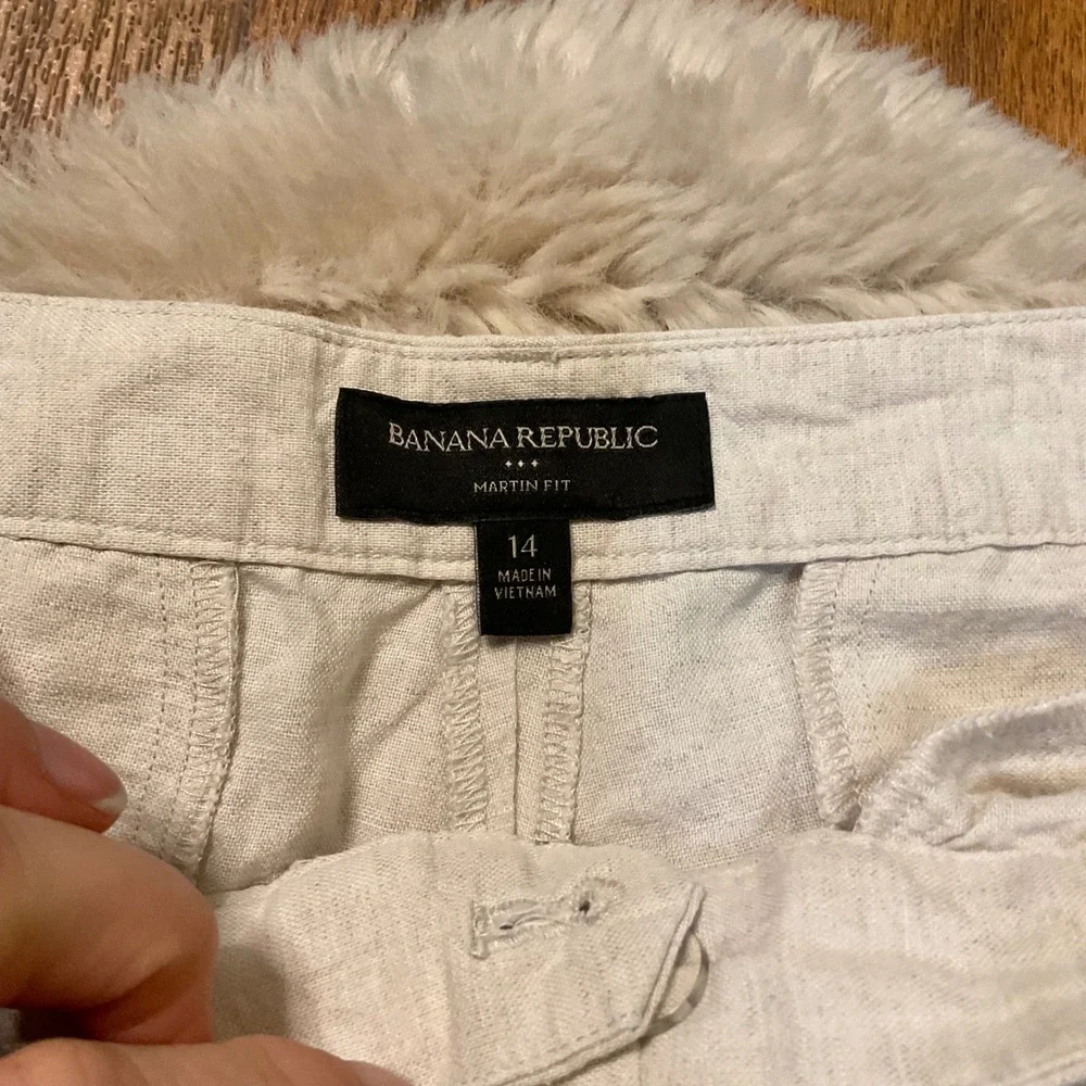 Banana Republic Martin Fit Pants Size 14‎ Linen Cotton Womens Tan Tousers Dress